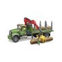 Bruder camion lemne Mack Granite cu macara de incarcare, graifer si 3 busteni